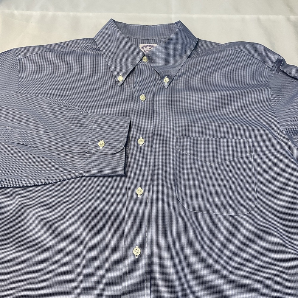 Brooks Brothers‎ Men's Button Down 16 -32 Purple Check Classic Long Sleeve